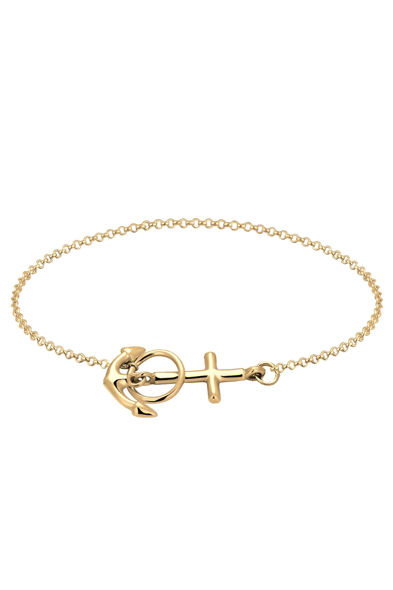 ELLI Armband Anker Kreuz 925 Silber Gold, Bild 1