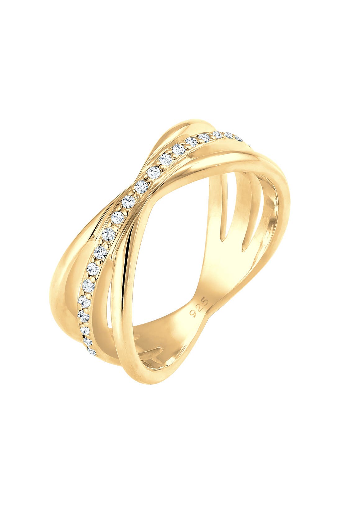 ELLI PREMIUM Ring Wickelring Blogger Kristalle 925 Silber Gold, Bild 1