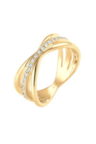 ELLI PREMIUM Ring Wickelring Blogger Kristalle 925 Silber Gold