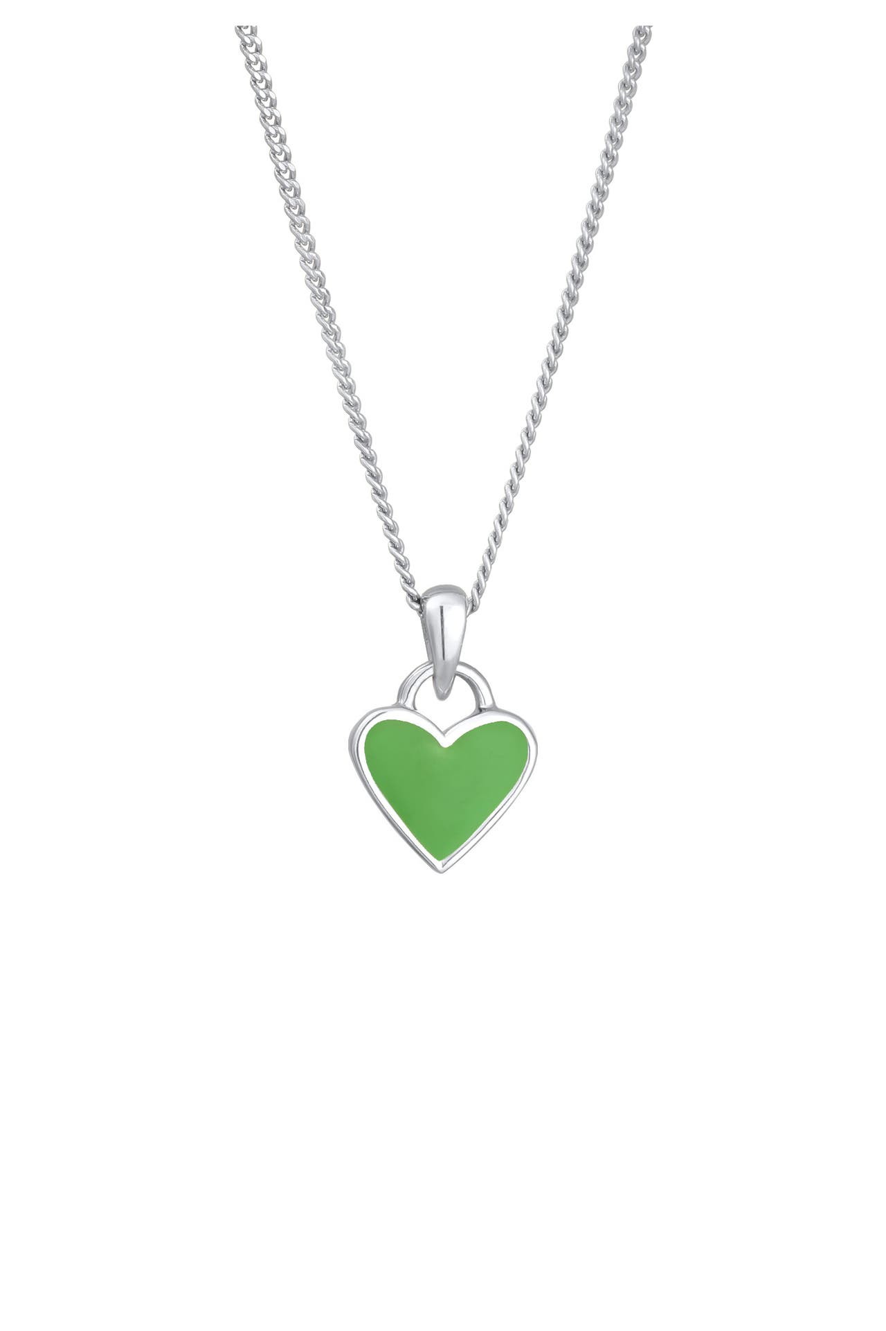 ELLI Kette Herz Anhänger Emaille 925 Silber vergoldet Grün, Bild 1