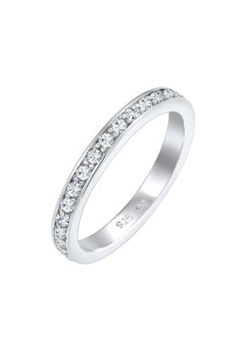 ELLI Ring Bandring Memoire Glas Kristalle Weiß 925 Silber vergoldet Weiß