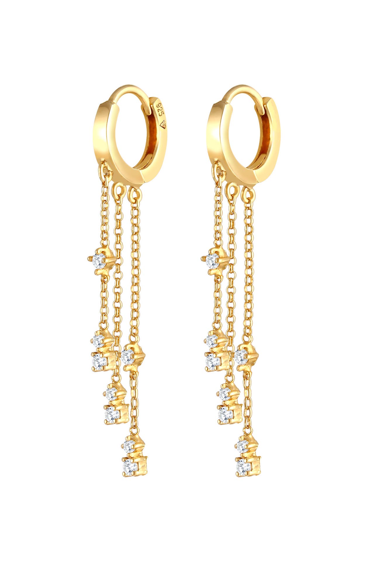 ELLI Ohrringe Creolen Hänger Zirkonia 925 Silber Gold, Bild 1