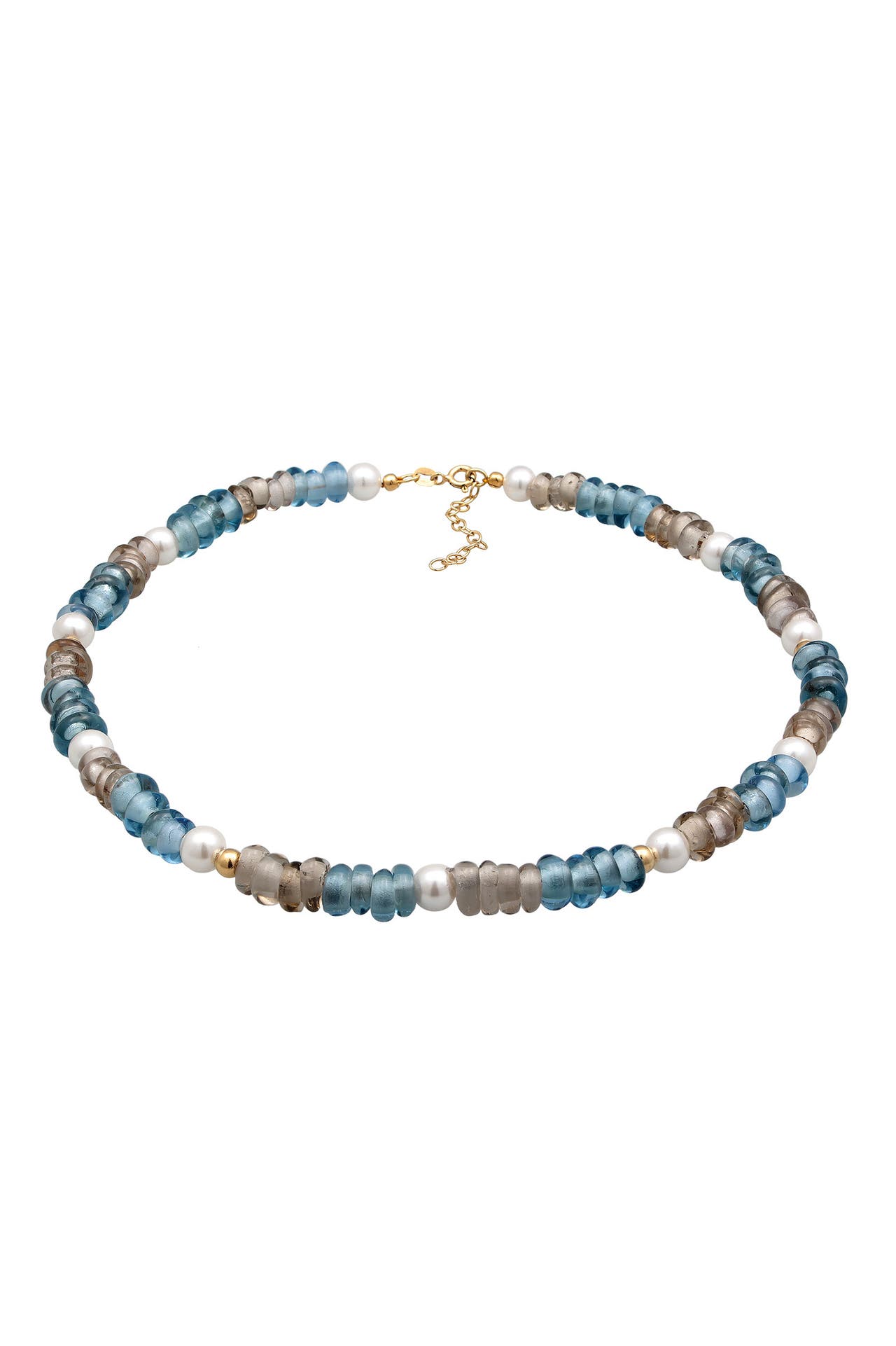 ELLI Kette Choker Glasperlen Muschelkernperlen 925 Silber Zweifarbig, Bild 1