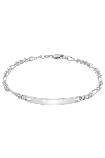 KUZZOI Armband ID Platte Figaro 925 Silber