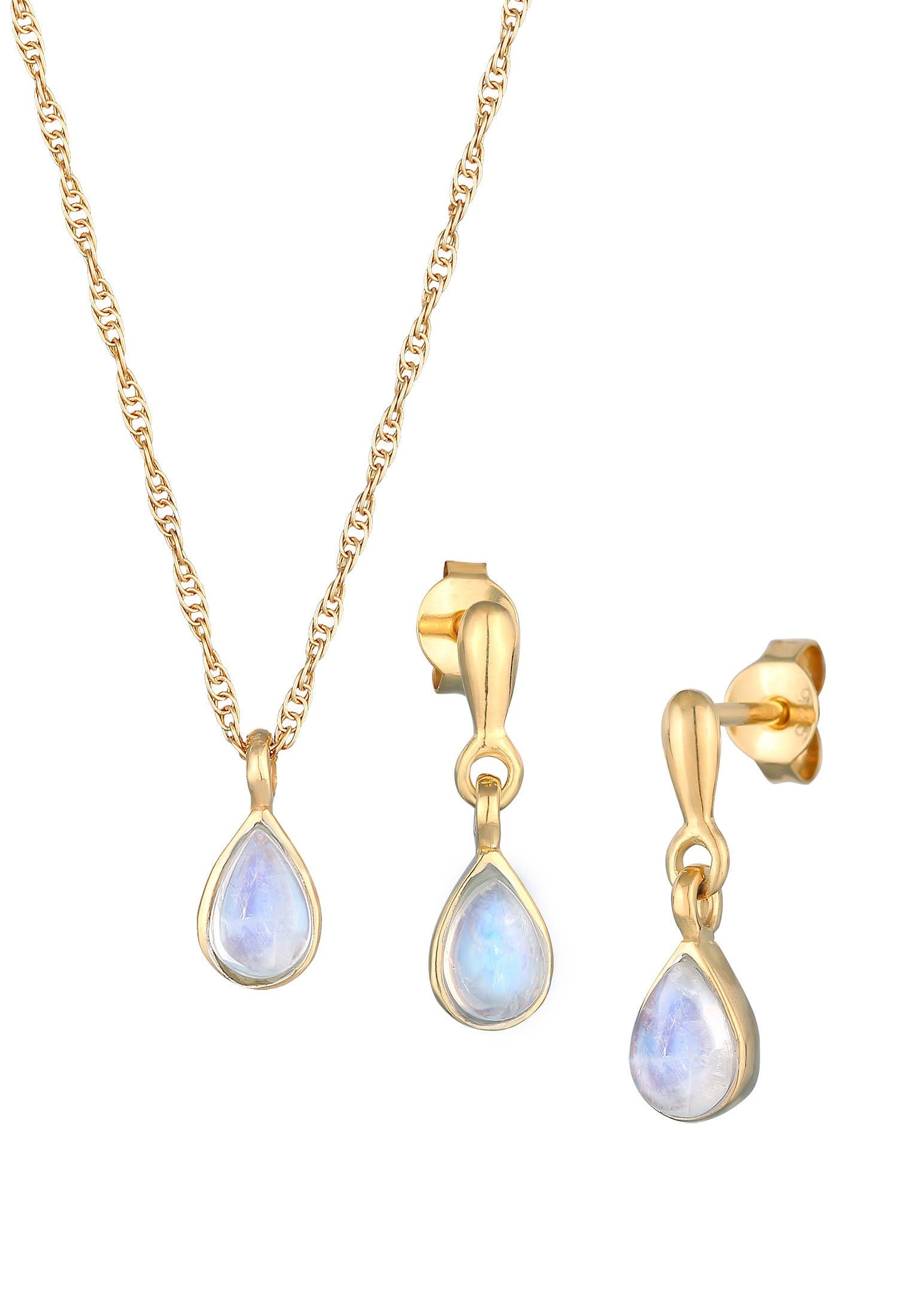 Elli Schmuckset Damen – Bergkristall Tropfen In 925 Sterling Silber, Halskette & Ohrringe, Made In Germany