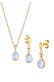 Schmuckset Mondstein Tropfen Kette Ohrhänger 925 Silber Gold