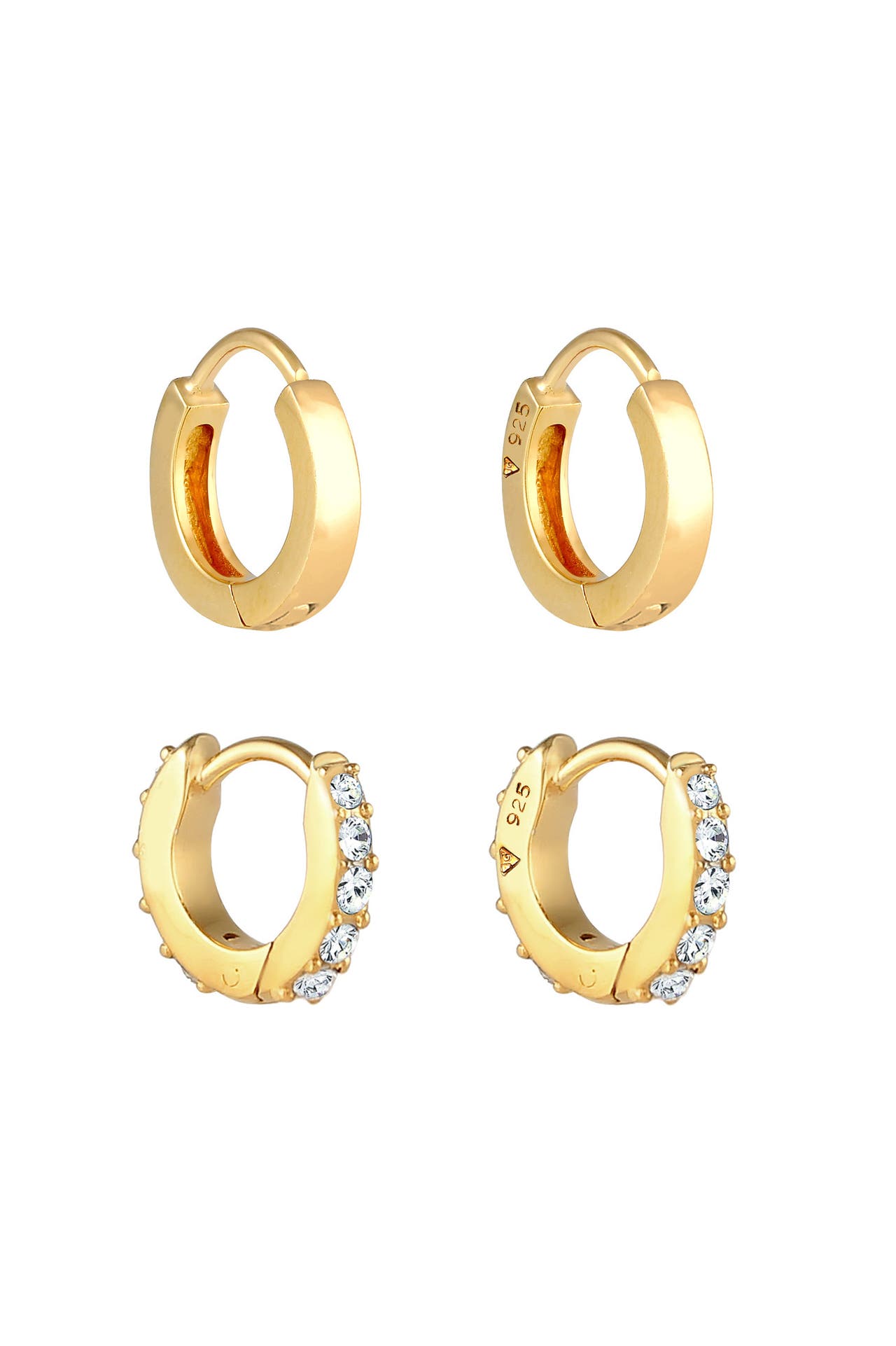 ELLI Ohrringe Creolen Glanz Set 925 Silber, mit Kristallen von Swarovski® Gold, Bild 1