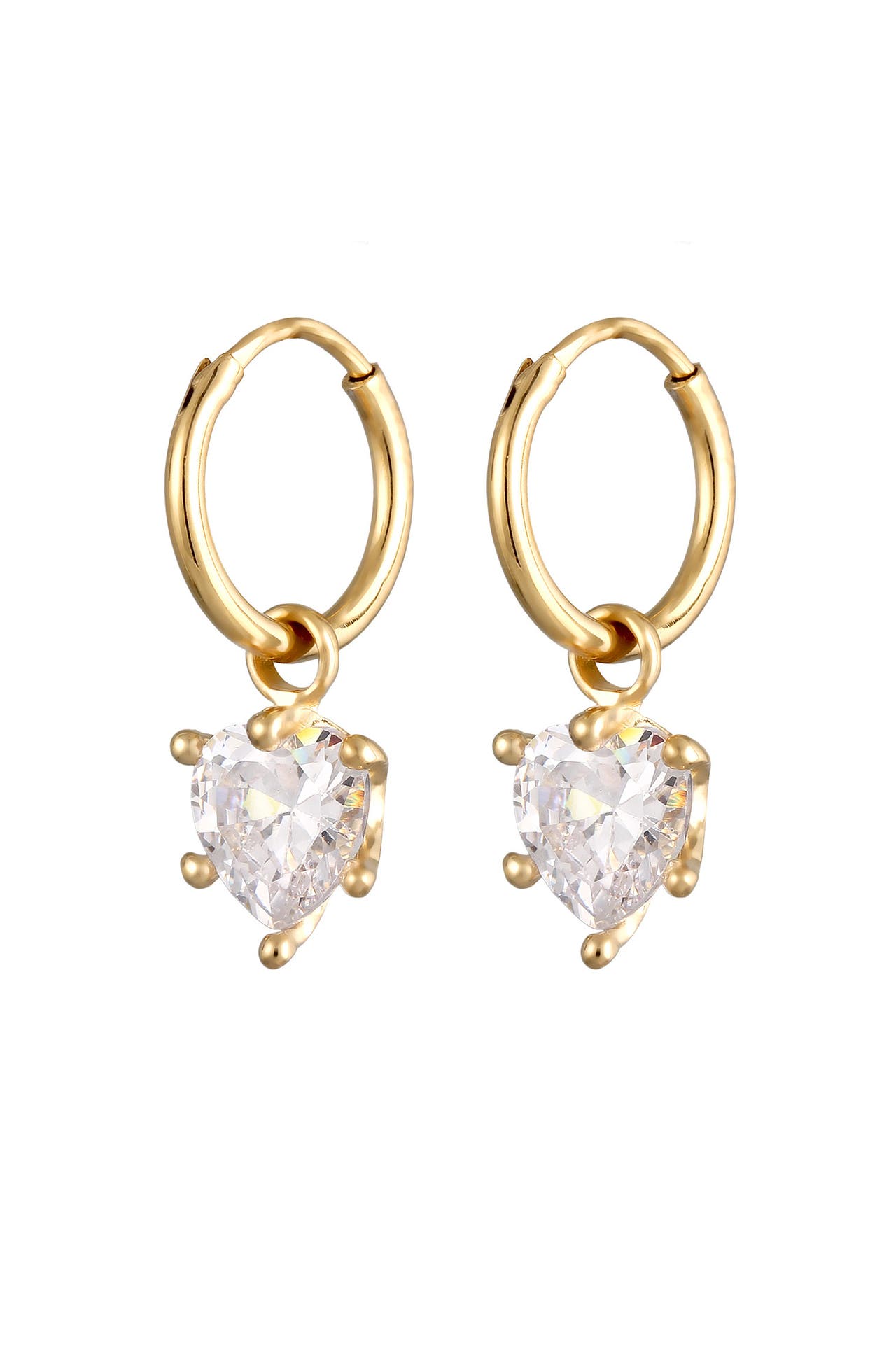 ELLI Ohrringe Creolen Herz Zirkonia Weiß 925 Sterling Silber Gold, Bild 1