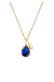 Kette Tropfen Synthetischer Saphir Blau 925 Sterling Silber vergoldet Gold