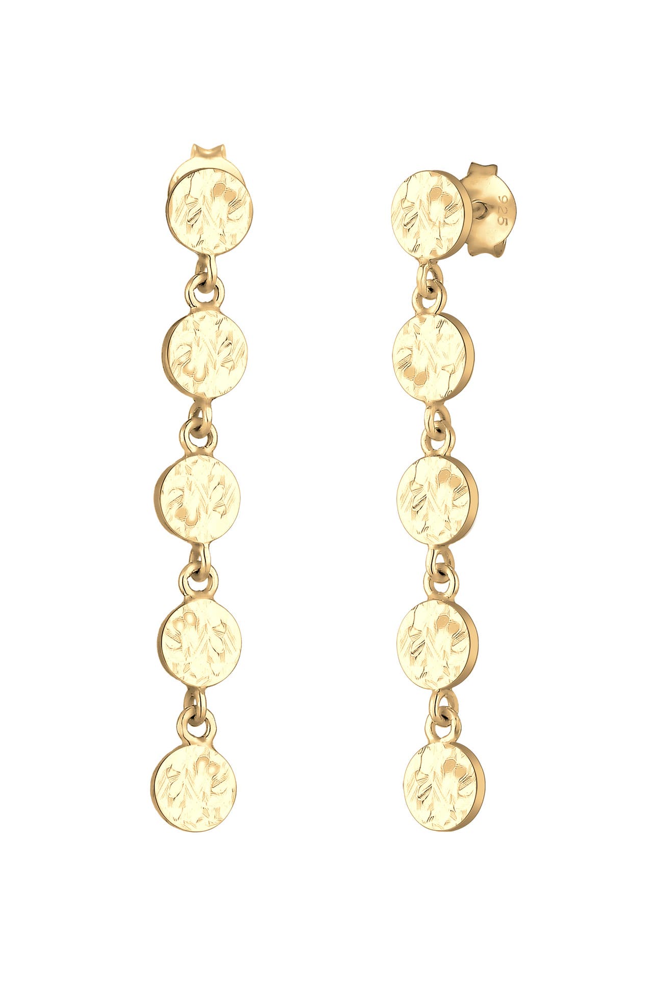 ELLI Ohrringe Hänger Plättchen Antik 925 Silber Gold, Bild 1