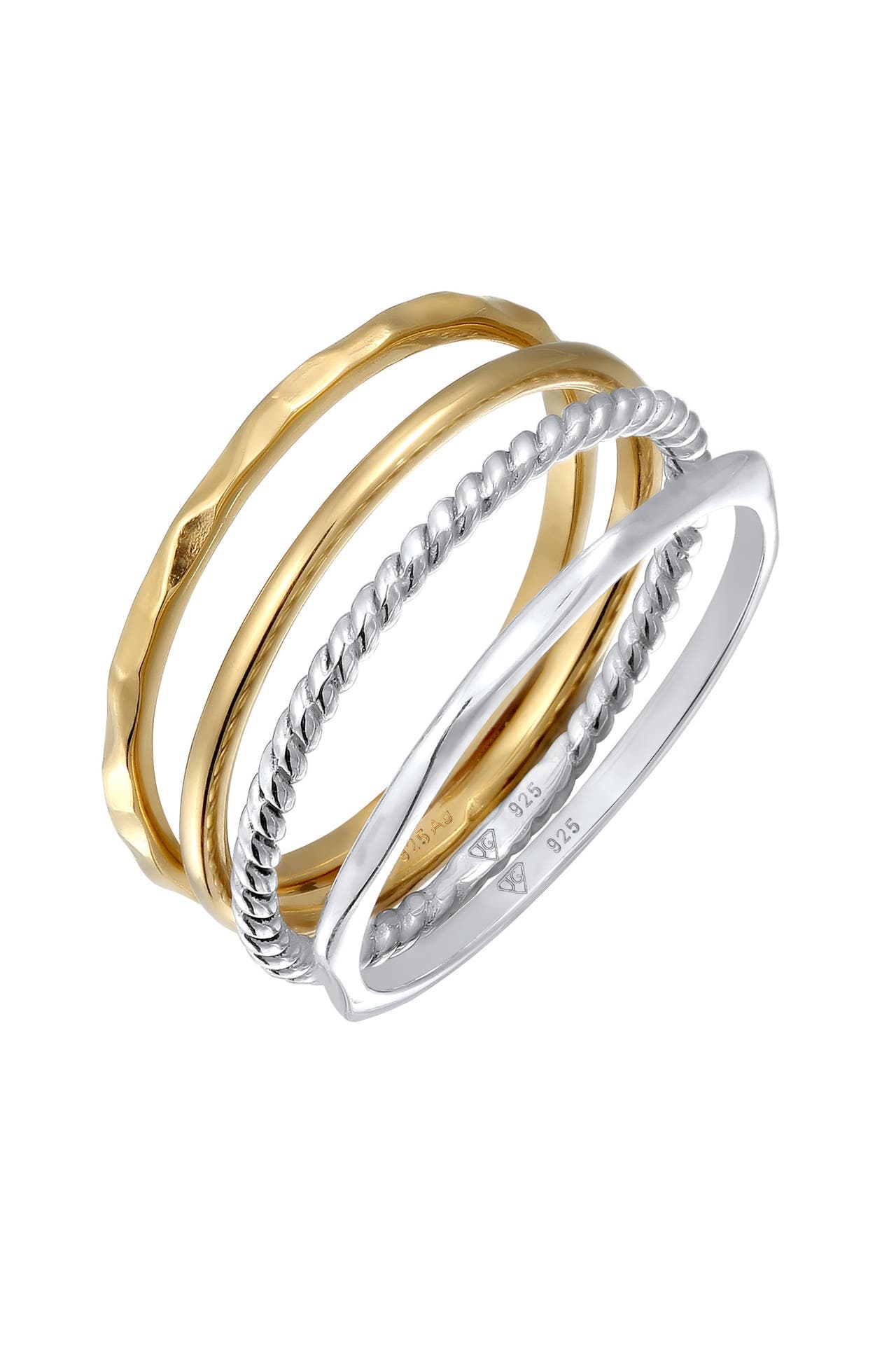 ELLI Ring Stapelringe Bicolor 925 Sterling Silver Gold-plated Zweifarbig, Bild 1