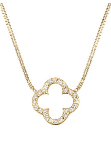ELLI Kette Kleeblatt Glück Zirkonia 925 Silber Gold