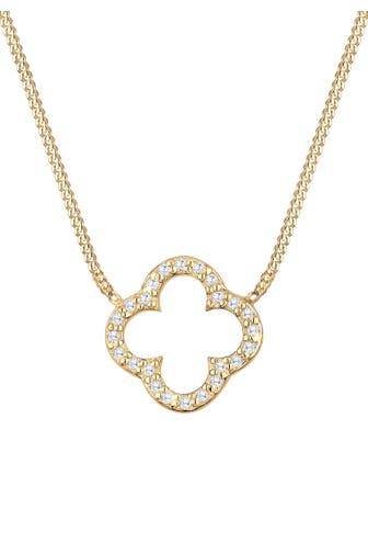 ELLI Kette Kleeblatt Glück Zirkonia 925 Silber Gold