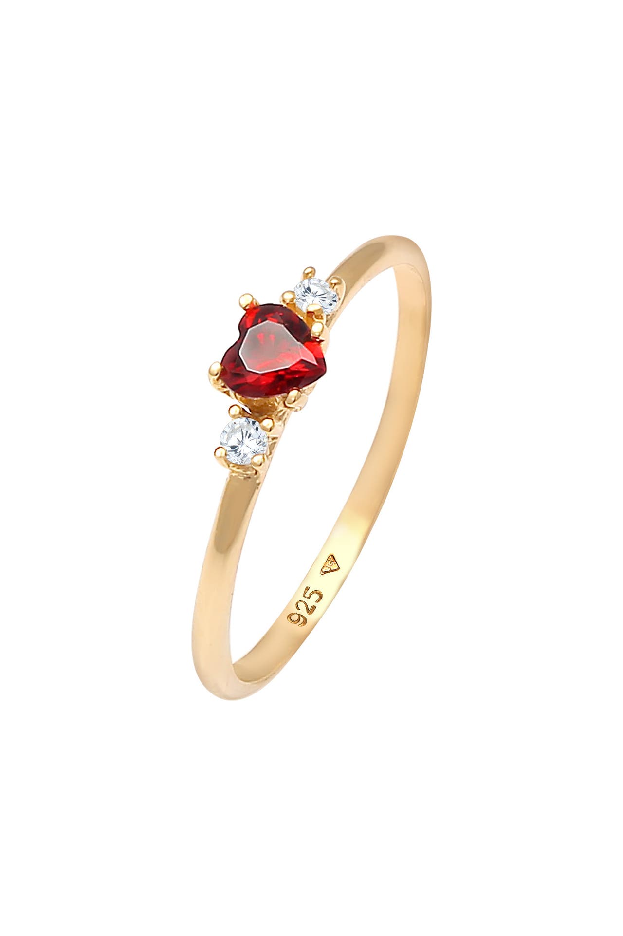 ELLI Ring Herz Zirkonia Rot Liebe 925 Silber Gold, Bild 1
