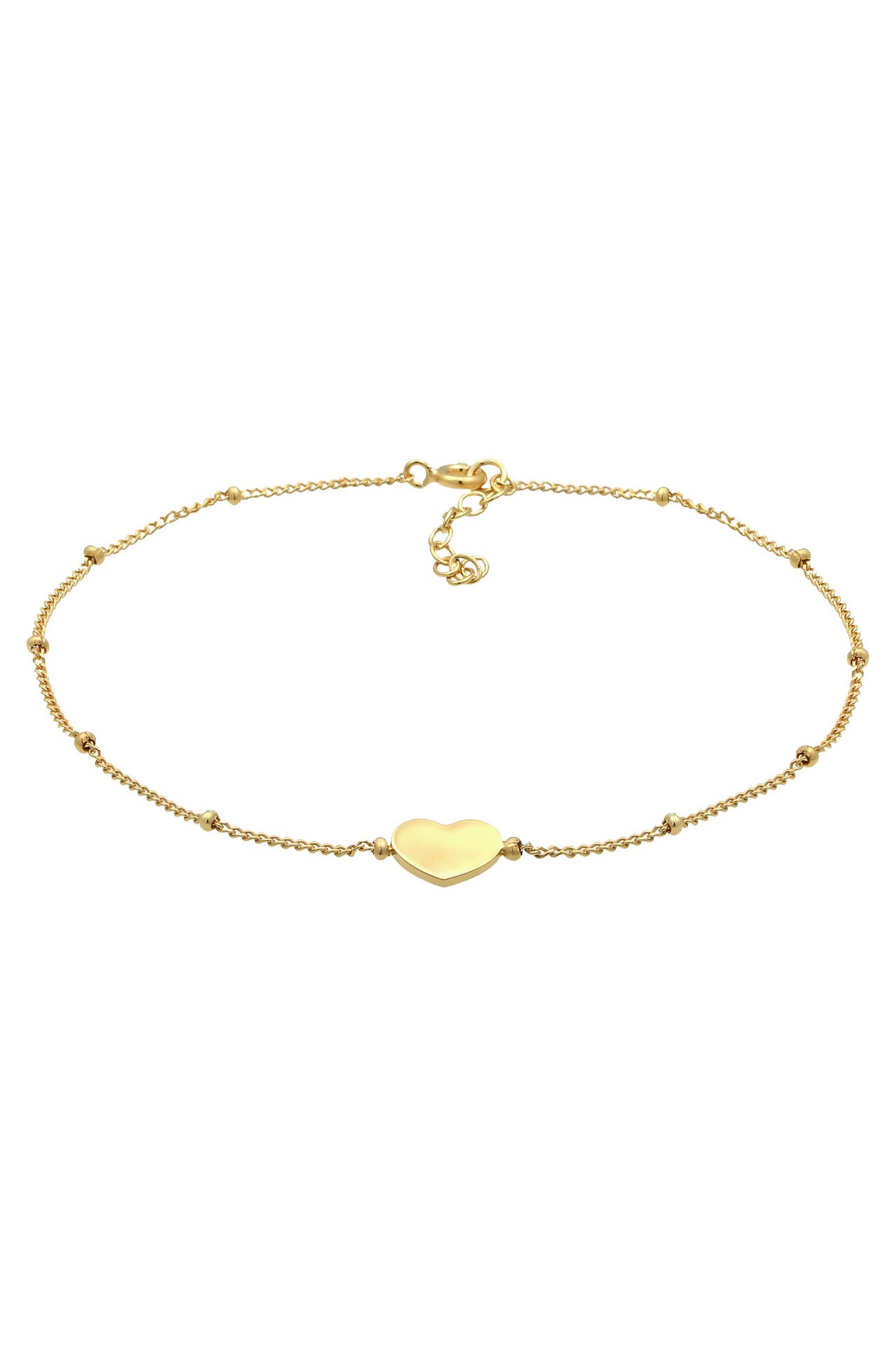 ELLI Fusskettchen Herzchen Kugelkette Verspielt Sommer 925 Silber Gold, Bild 1