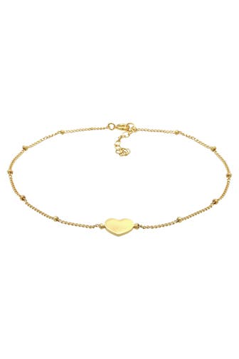 ELLI Fusskettchen Herzchen Kugelkette Verspielt Sommer 925 Silber Gold