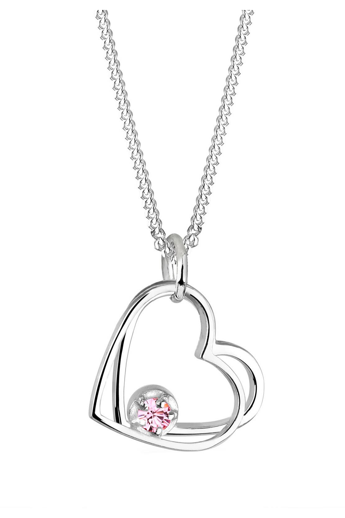 ELLI Kette Herz Glas Kristalle  925 Sterling Silber Rosa, Bild 1
