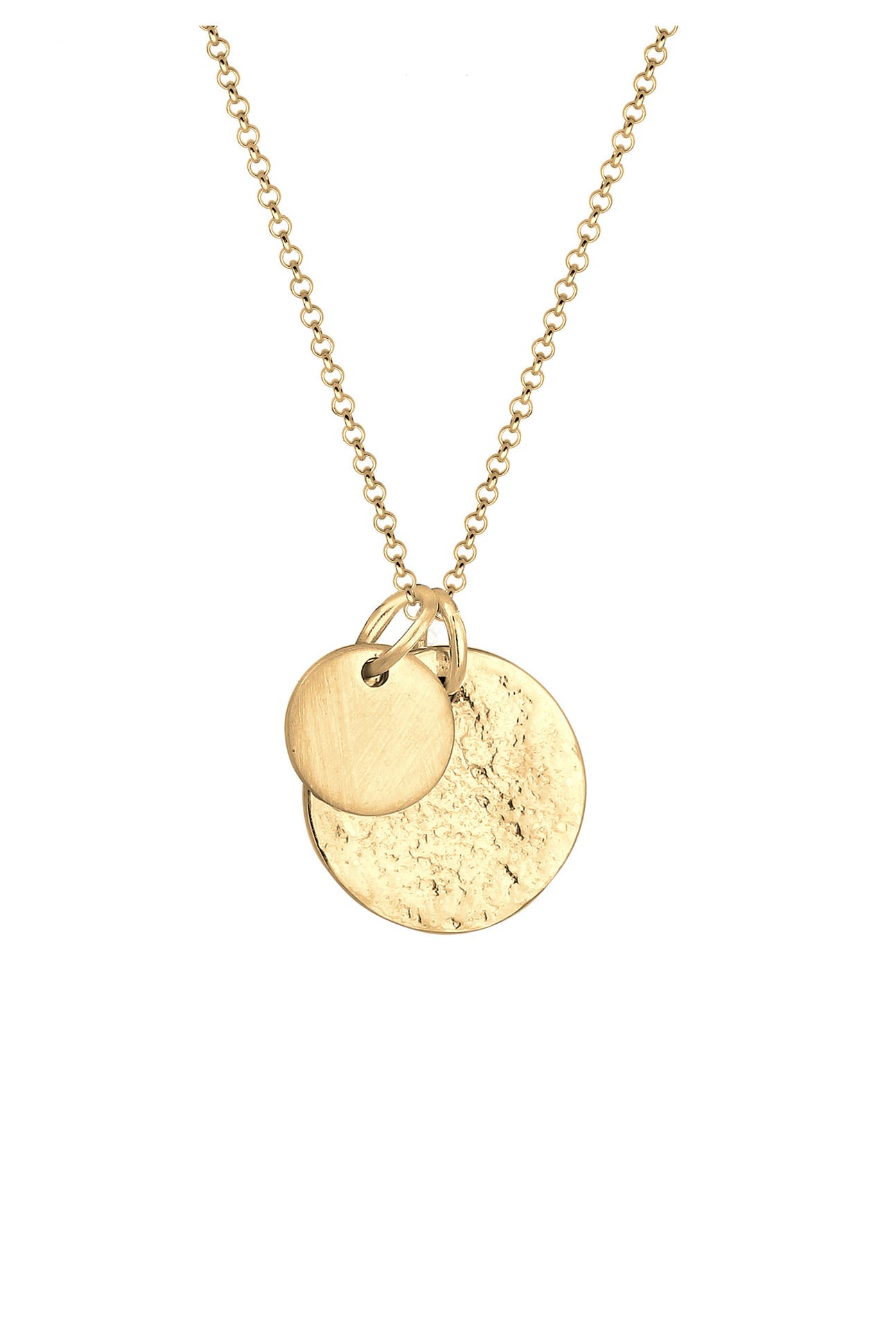 ELLI Kette Plättchen Münzen Organic Look 925 Silber Gold, Bild 1