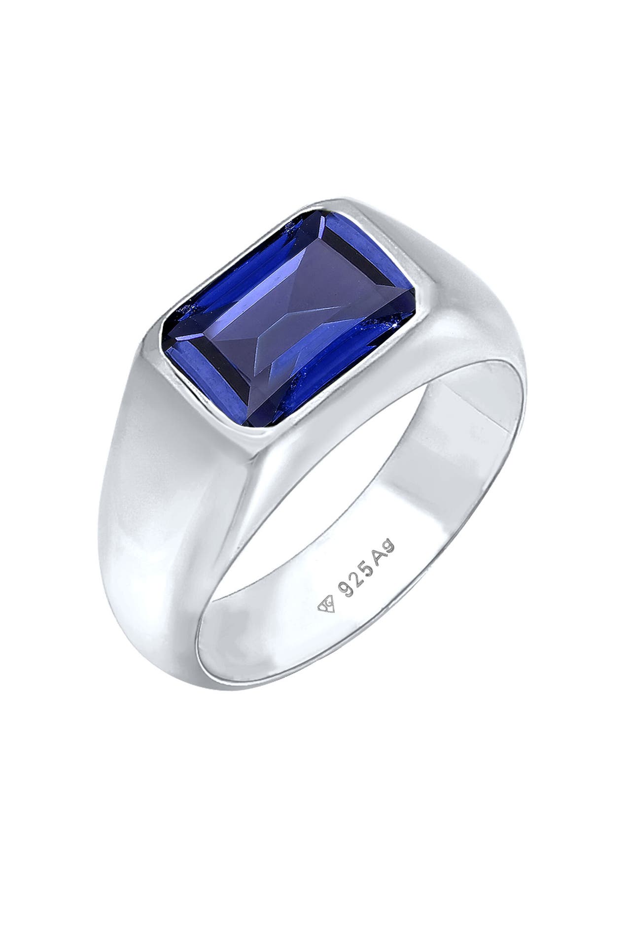 ELLI PREMIUM Ring Siegelring Saphir Dunkelblau 925 Sterling Silber Silber, Bild 1
