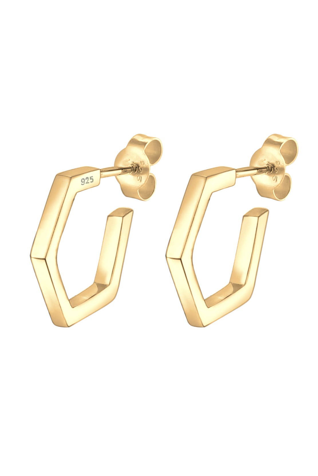 ELLI Ohrringe Creole Hexagon Geo Minimal 925 Silber Gold, Bild 1