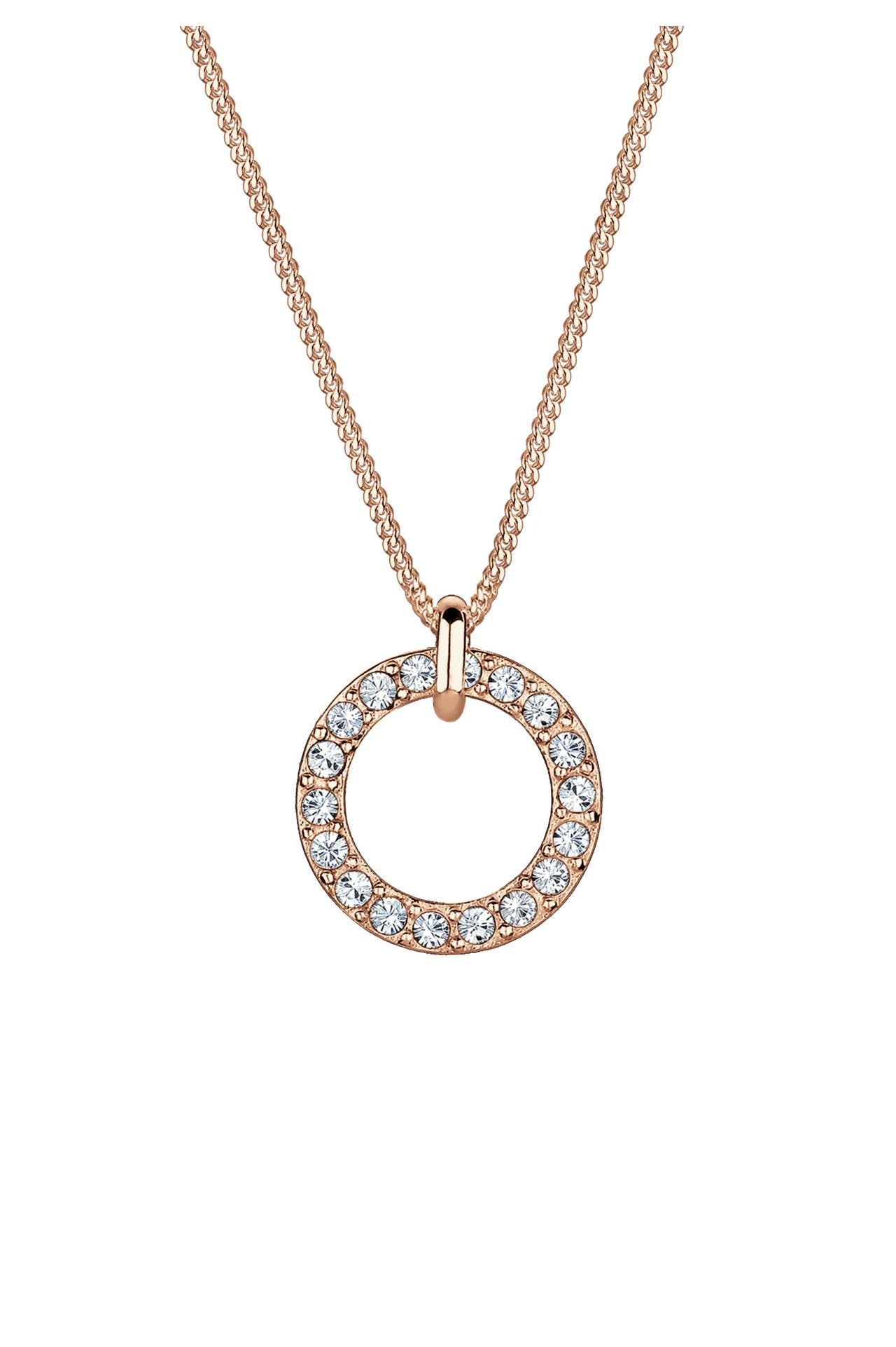 ELLI Kette Kreis Anhänger 925 Silber, mit Kristallen von Swarovski® Rosegold, Bild 1
