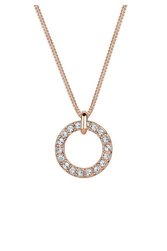 ELLI Kette Kreis Anhänger 925 Silber, mit Kristallen von Swarovski® Rosegold