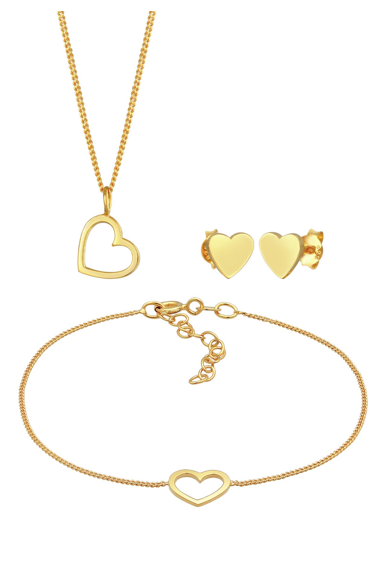 ELLI Schmuckset Herz Liebe Cut Out Trend Valentinstag 925 Silber Gold, Bild 1