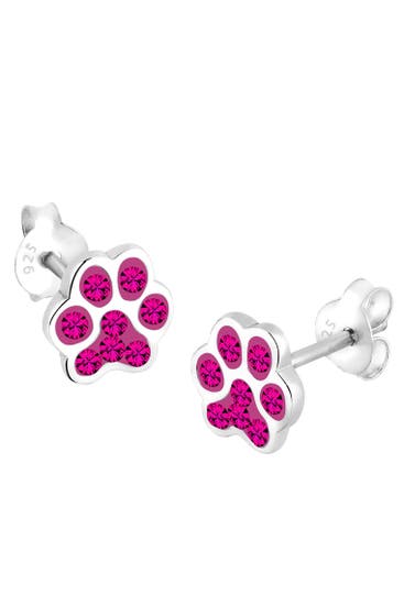 ELLI - Ohrringe Pfote Katze Hund Kristalle 925 Silber Pink