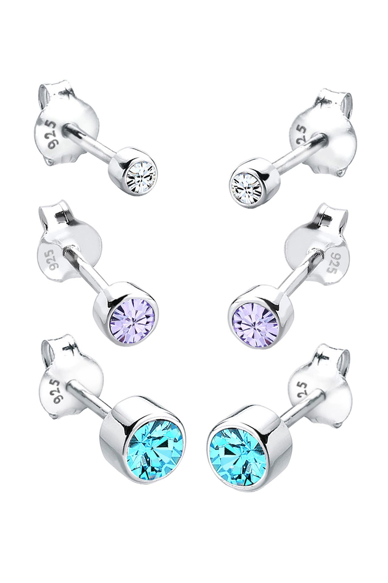 ELLI Ohrringe (Set, 6 tlg) rund 925 Silber, mit Kristallen von Swarovski® Bunt, Bild 1