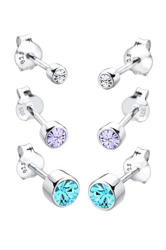 ELLI Ohrringe (Set, 6 tlg) rund 925 Silber, mit Kristallen von Swarovski® Bunt