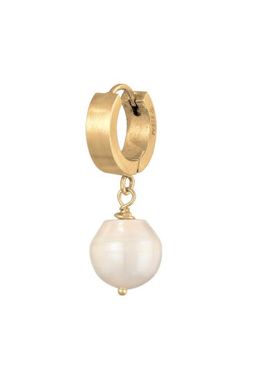 KUZZOI Ohrringe Herren Single Creole mit Perle 925 Sterling Silber