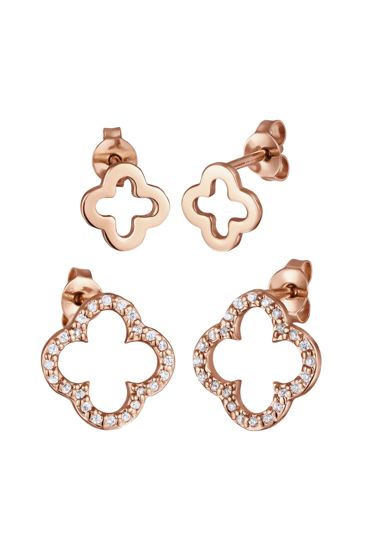 ELLI Ohrringe Kleeblatt Zirkonia Set Glücksymbol 925 Sterling Silber Rosegold, Bild 1