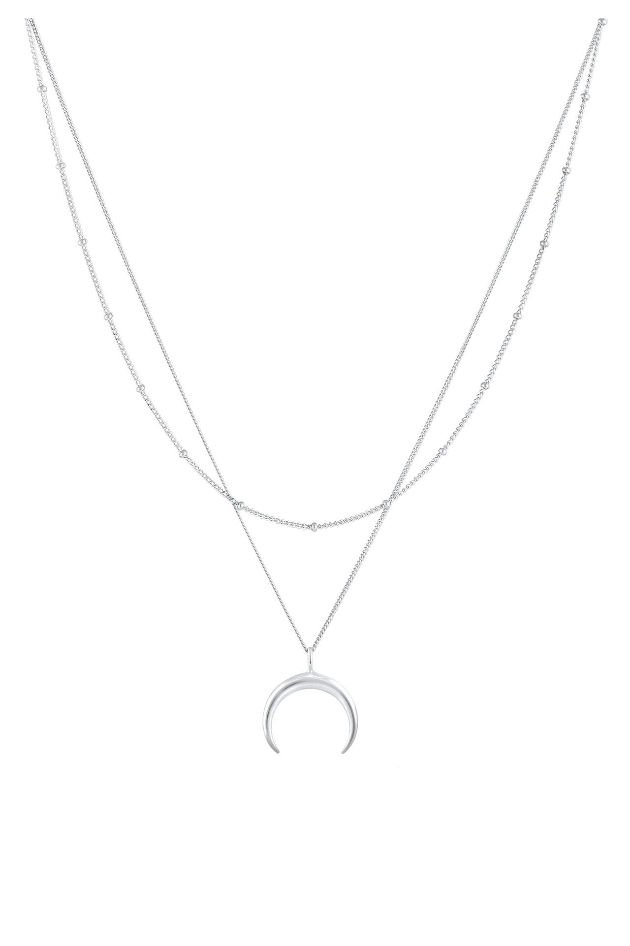 ELLI Kette Layer Mond Sichel Kugelkette 925 Silber Silber, Bild 1