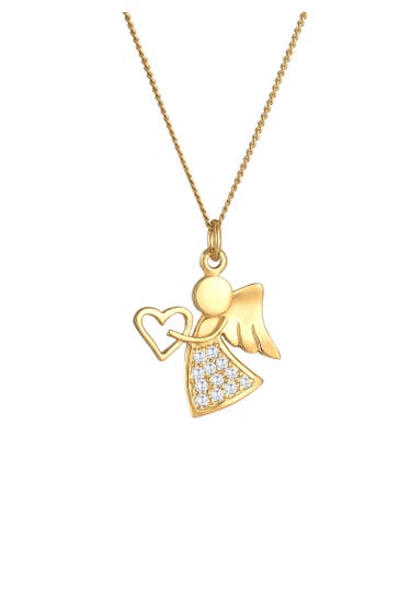 NENALINA Kette Engel Herz Zirkonia Talisman Symbol 925 Silber Gold