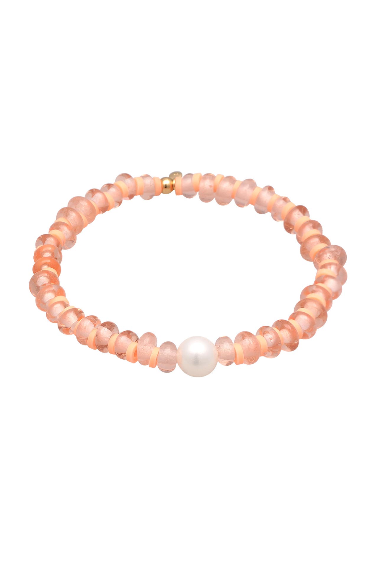 ELLI Armband Glas Perlen Heishi Disc Muschelkernperle 925 Silber Orange, Bild 1