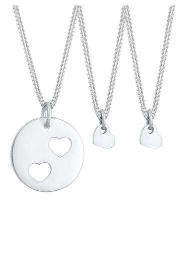 ELLI Kette Trio Herz Mutter Kind Cut Out Herz Set 925 Sterling Silver Silber