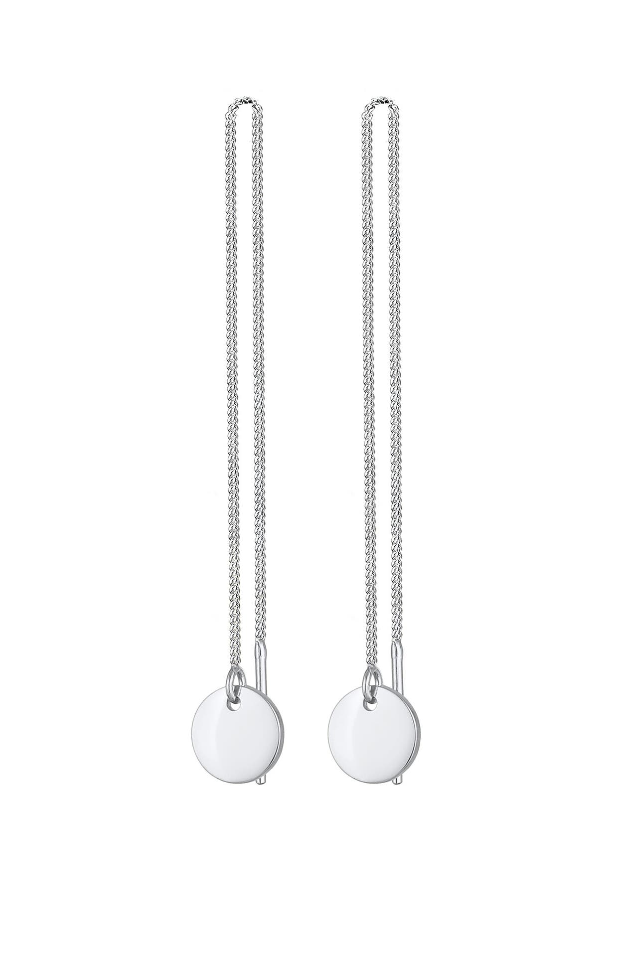 ELLI Ohrringe Durchzieher Plättchen Kreis Hänger 925 Silber Silber, Bild 1