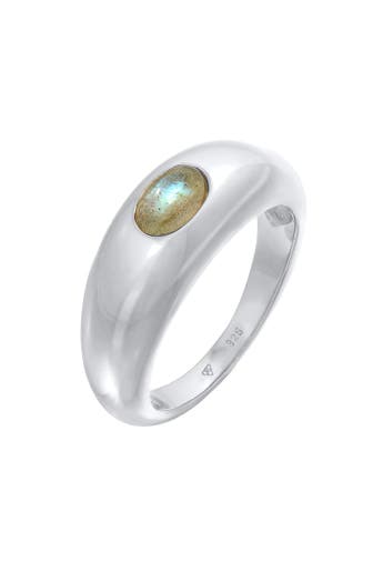ELLI PREMIUM Ring Labradorit Edelstein Schlicht 925 Silber Silber