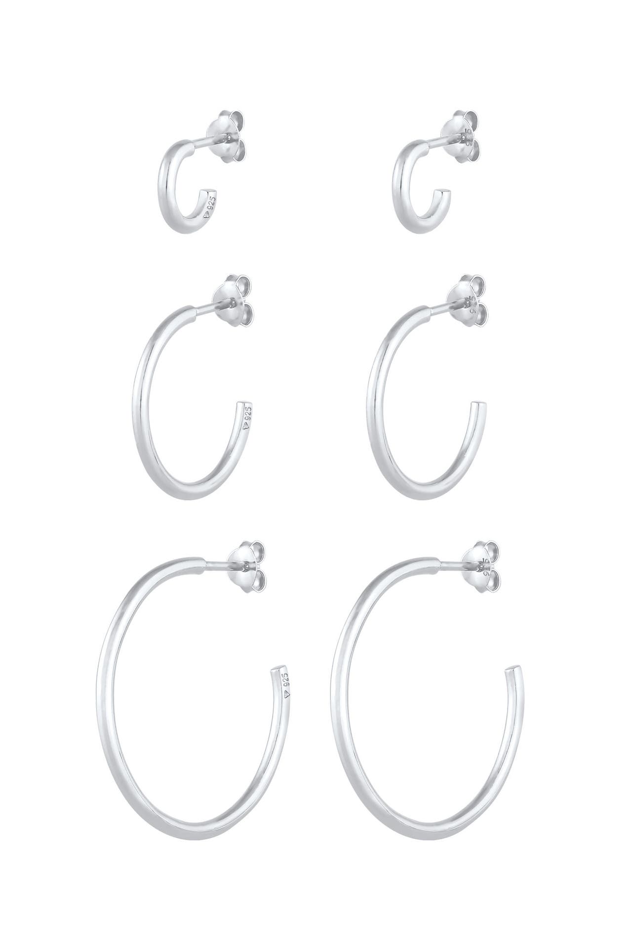 ELLI Ohrringe Creolen Stecker Set Basic (6 tlg.) 925 Silber Silber, Bild 1
