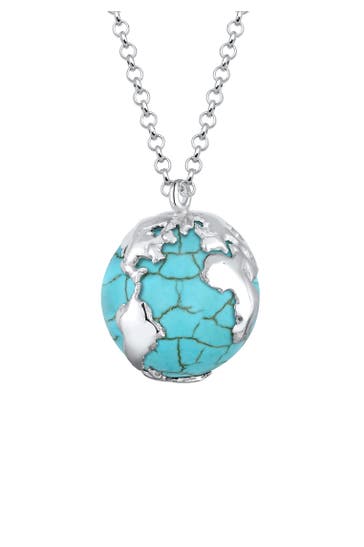 ELLI Kette Globus Synthetischer Türkis  925 Sterling Silber Silber