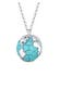 Kette Globus Synthetischer Türkis  925 Sterling Silber Silber
