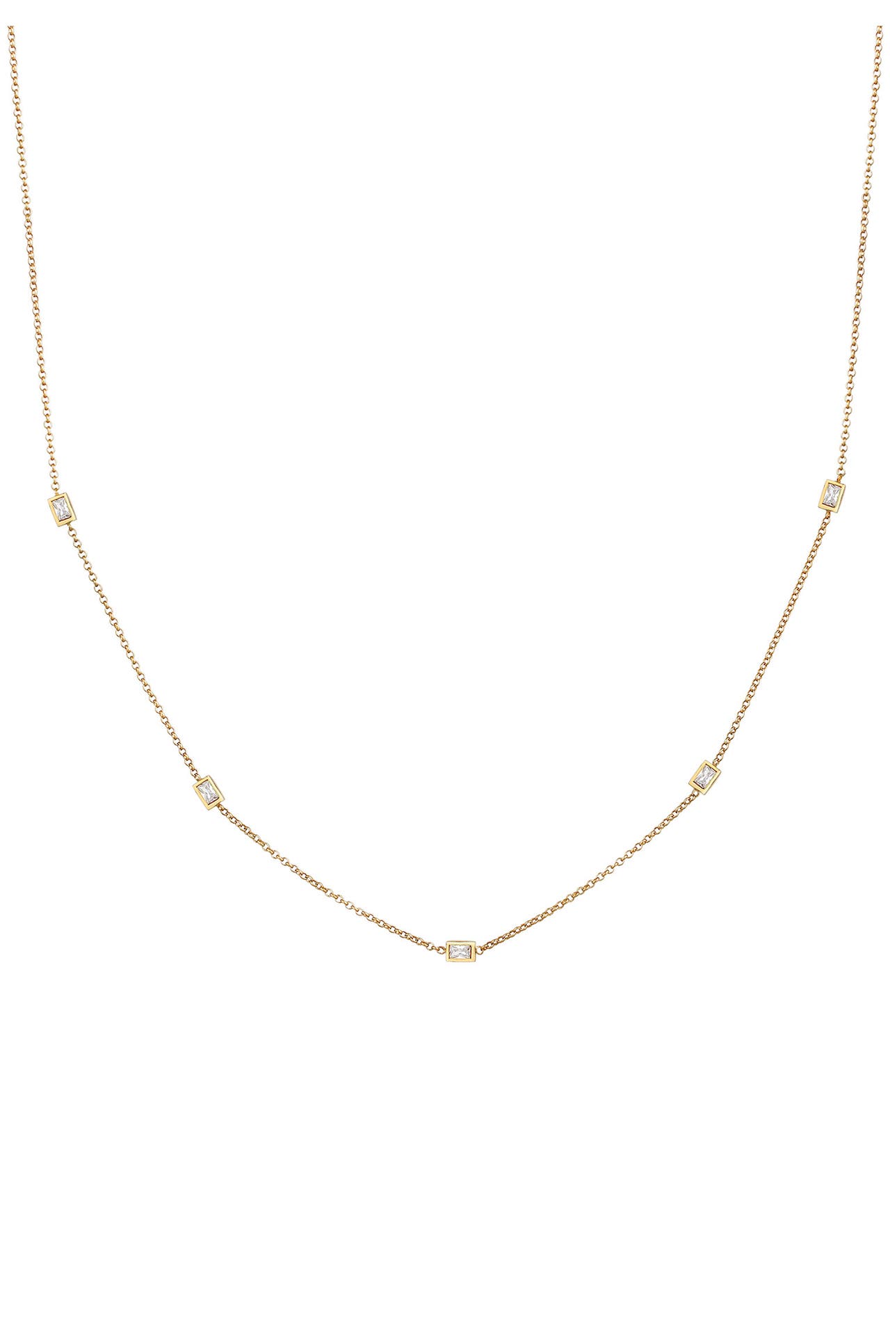 ELLI Kette Zirkonia Rechteck Geo Design 925 Silber Gold, Bild 1