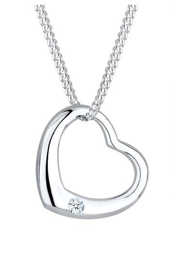 ELLI DIAMONDS Kette Herz Liebe Romantik Diamant (0.03 ct.) 925 Silber Weiß