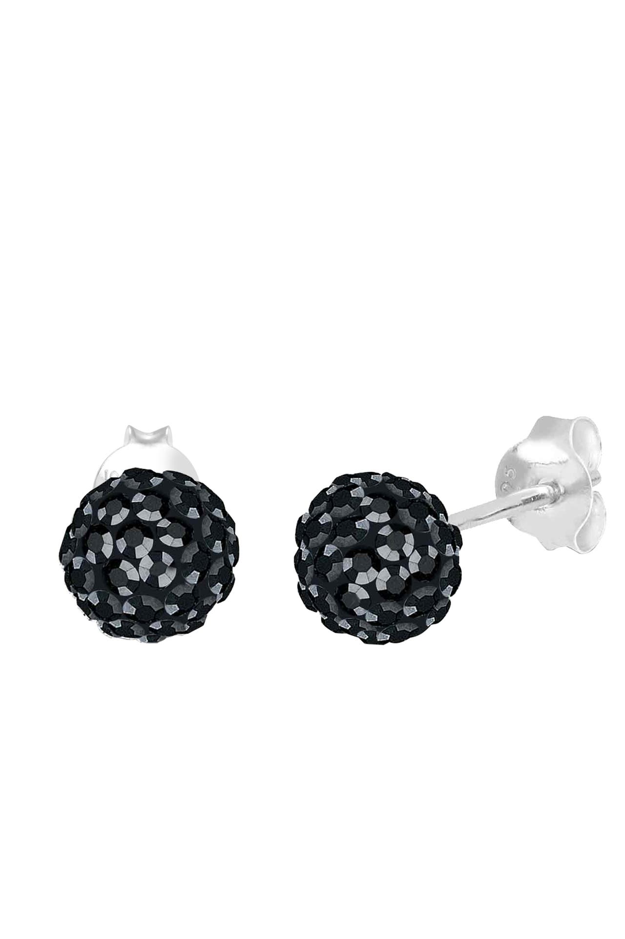ELLI Ohrringe Kugel Funkelnd 925 Silber, mit Kristallen von Swarovski® Schwarz, Bild 1