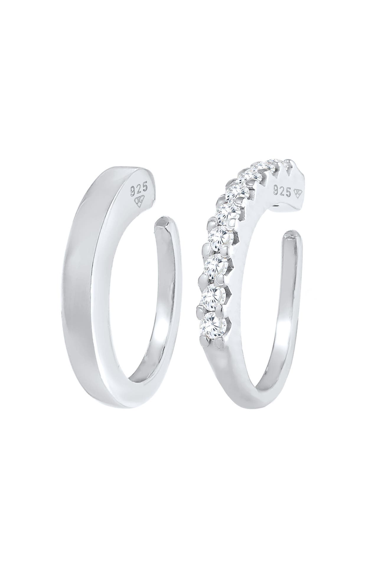 ELLI Ohrringe Single Earcuff Basic Zirkonia 2er Set 925 Silber Silber, Bild 1