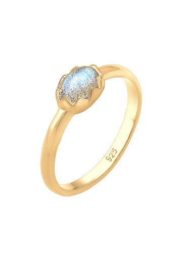ELLI Ring Labradorit Grau 925 Sterling Silber Gold