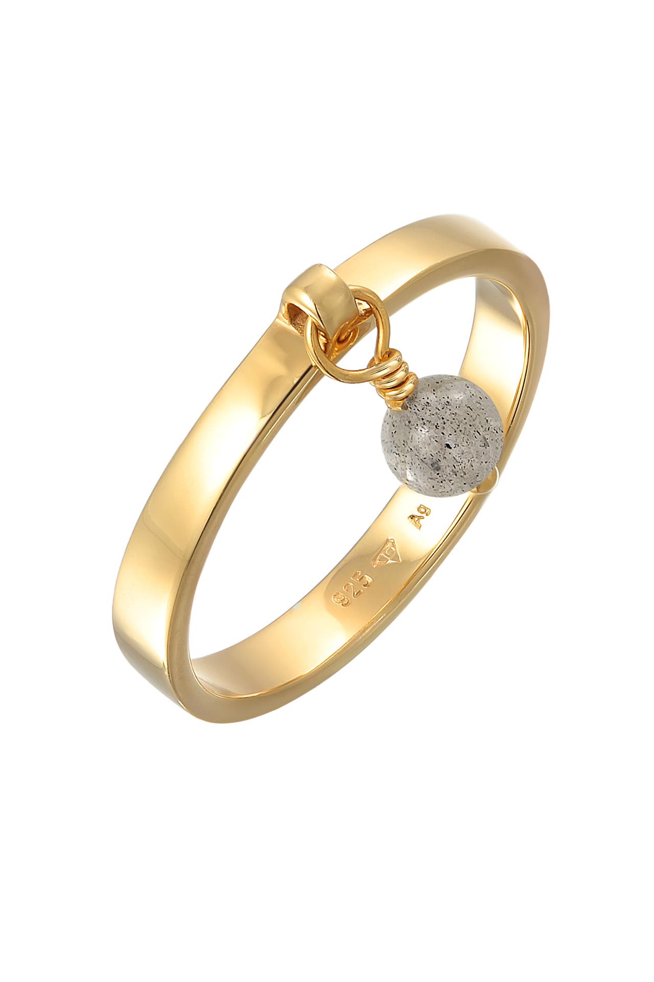 ELLI PREMIUM Ring Bandring Stapelring Labradorit Perle 925 Silber vergoldet Gold, Bild 1