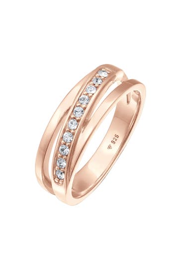 ELLI Ring Bandring Wickelringmit Kristallen von Swarovski® 925 Silber Rosegold