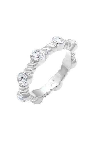 ELLI PREMIUM Ring Gedreht Infinity Kristalle 925 Silber Silber