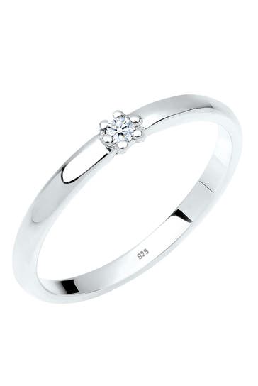 ELLI DIAMONDS Ring Diamant Weiß Brillantschliff (0.03 ct) 925 Sterling Silber Weiß
